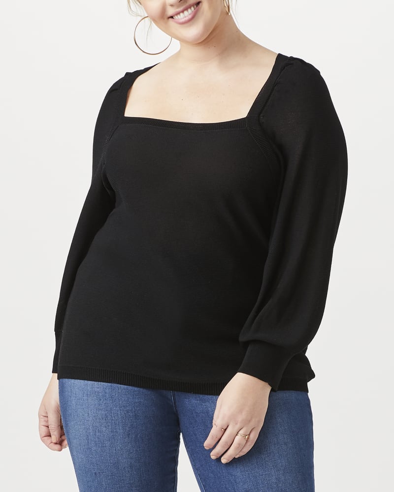 Front of plus size Odette Square-Neck Sweater by Ryan Wylde | Dia&Co | dia_product_style_image_id:152108